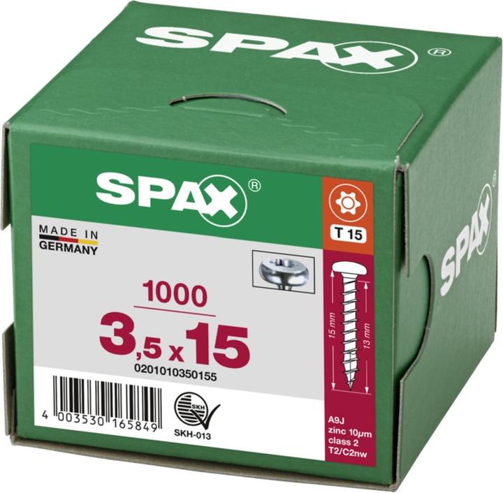 Produktbild Spax Halbrundkopf T-Star Plus T15 Vollgewinde Wirox (1000 Schrauben pro Stück, 3.5 x 15 mm)