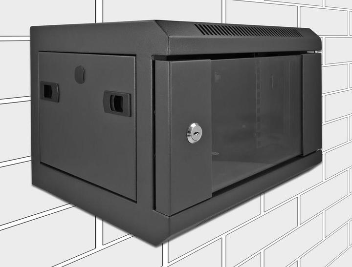 Produktbild Delock Wandschrank 10 mit Glastür 10 / 4HE / Schwarz (4 HE, 10 Zoll Rack)