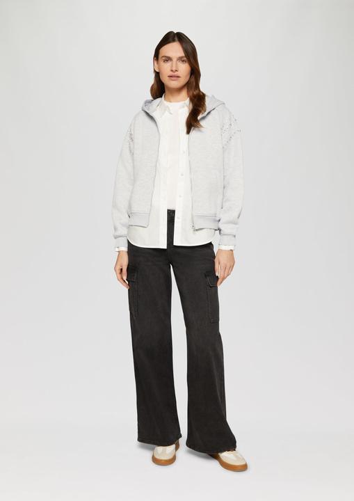 Produktbild S.Oliver Sweatshirt Kapuzen-Sweatshirt mit Schmucksteinen (46)