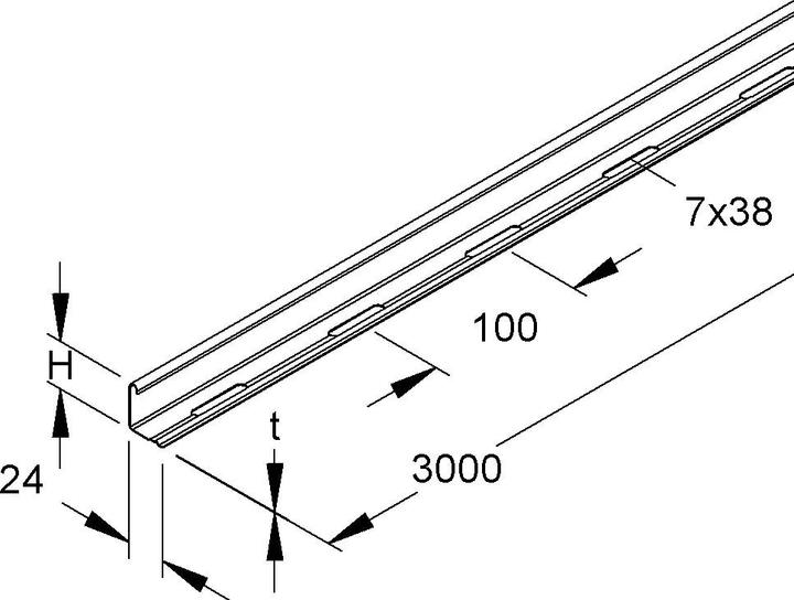 Actual product image Niedax NIE RW35F divider 30x3000mm T0,75mm hot-dip galvanised.