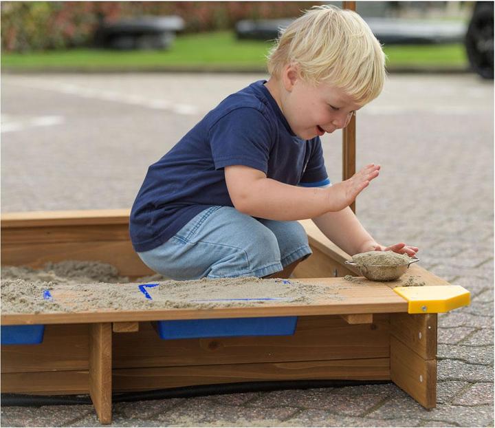 Actual product image SwingKing Wooden sandpit with water bowls and cover