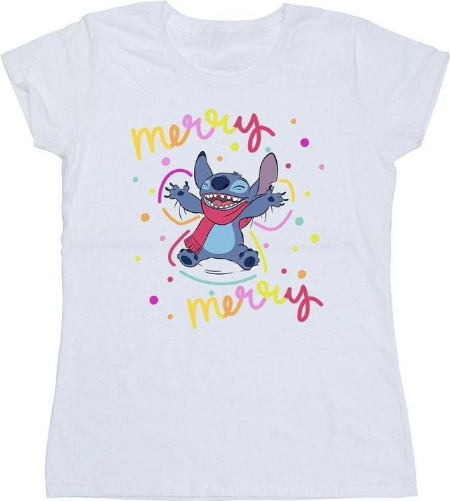 Actual product image Disney Womens/Ladies Lilo & Stitch Merry Rainbow Cotton T-Shirt (XXL)