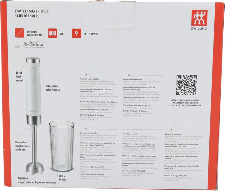 Produktbild Zwilling Enfinigy Stabmixer inkl. Becher u Vakuumdeckel silber