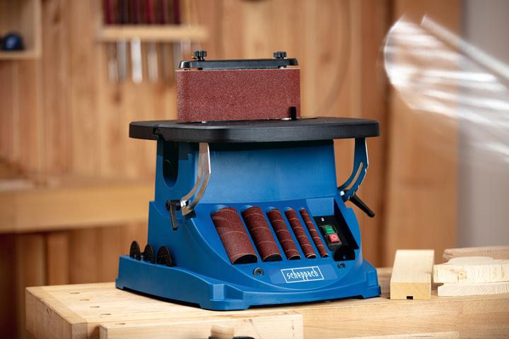 Immagine prodotto Scheppach OSM600 Levigatrice per bordi, nastri e mandrini oscillante 220-240V 50Hz (Smerigliatrice, 450 W)