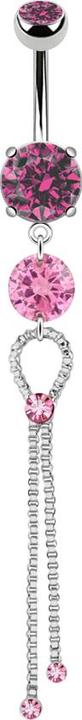 Immagine prodotto Star Piercing Collana con ciondolo Banana in argento con due sfere di cristallo rosa e tre cristalli (Ottone, Acciaio chirurgico 316L)