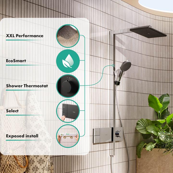 Actual product image hansgrohe Raindance Alive Q système de douche 210/340 1jet EcoSmart avec ShowerSelect Comfort, 24581340