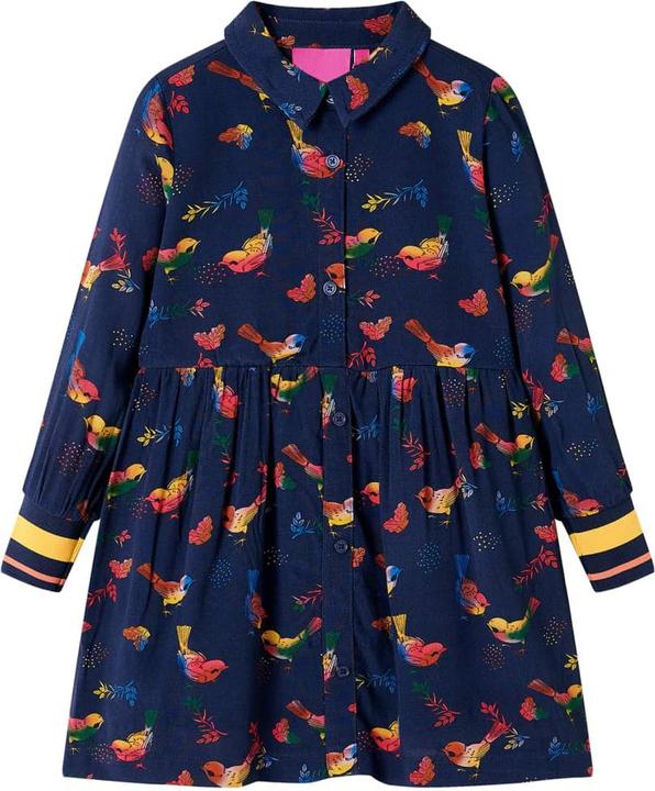 Produktbild vidaXL Kinderkleid mit Langen Ärmeln Marineblau (104)