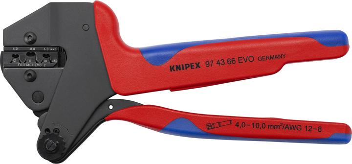 Produktbild Knipex Crimp-Systemzange 97 43 66 EVO (rot/blau, f?r EVO 2 Solar-Steckverbinder) (200 mm)