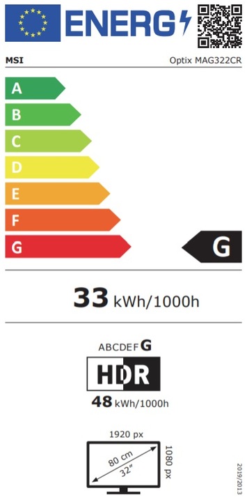 Energie-Label MSI Optix MAG322CR-002 (1920 x 1080 Pixel, 31.50")