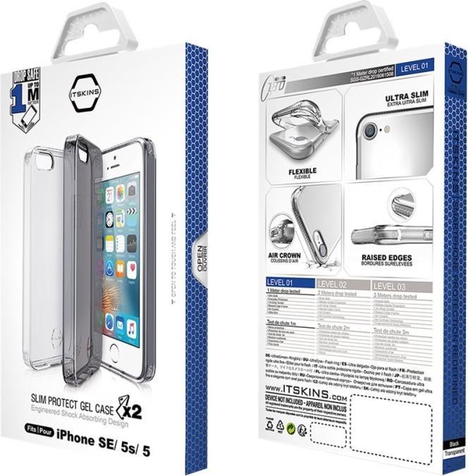 Itskins NANO DUO cover til iPhone 5 / 5S / 5SE®. Sort og gennemsigtig (Apple iPhone 5s)