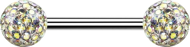 Immagine prodotto Star Piercing Barbell silver con due sfere di cristallo strato protettivo epossidico multicolore (senza ottone, Acciaio chirurgico 316L)
