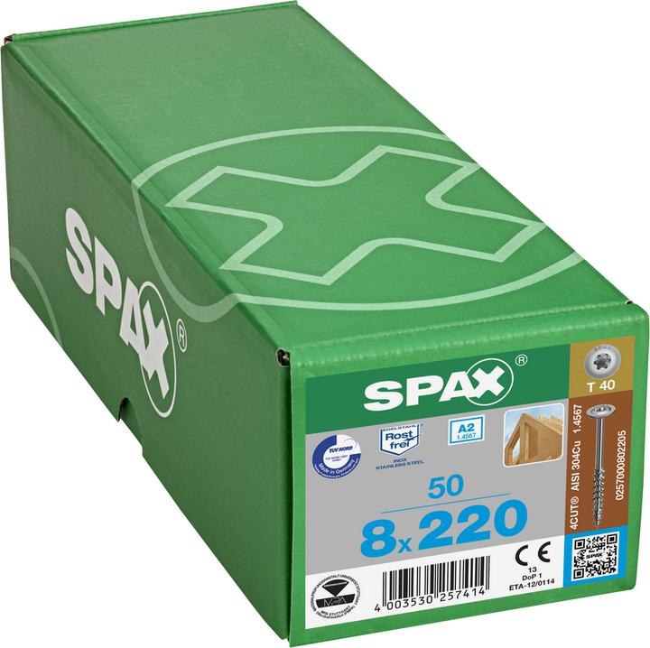 Immagine prodotto Spax A2 Testa A Disco T-Star Plus T40 Parzialmente Filettata 4cut (50 Viti per pezzo)