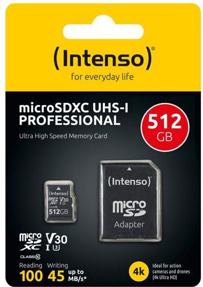 Image du produit Intenso UHS-I Professional (512 Go, microSDXC, U3, UHS-I)