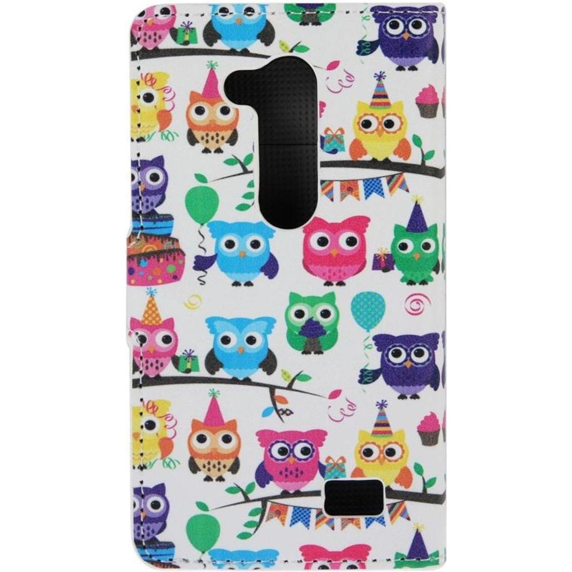 König Design Schutzhülle Handytasche (Flip Quer) für Handy LG L Fino D290N D295 Bunte Eulen Party (LG L FIno), Smartphon...