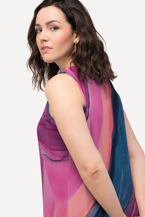 Image du produit Ulla Popken Plissee-Minikleid, Farbverlauf, A-Linie, Rundhals, ärmellos (62)