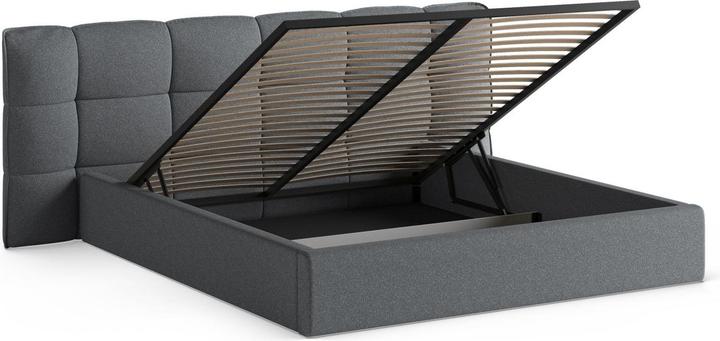 Actual product image Micadoni Storage Bed With Headboard, "Eric", Dark Grey Melange, 225x230x104 Made in Europe (140 x 200 cm)