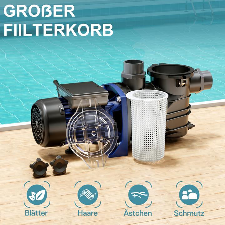 Image du produit Wiltec Pompe piscine 15000l/h 750 watts Pompe filtration Circulation Filtre Eau Pool Whirlpool Jardin