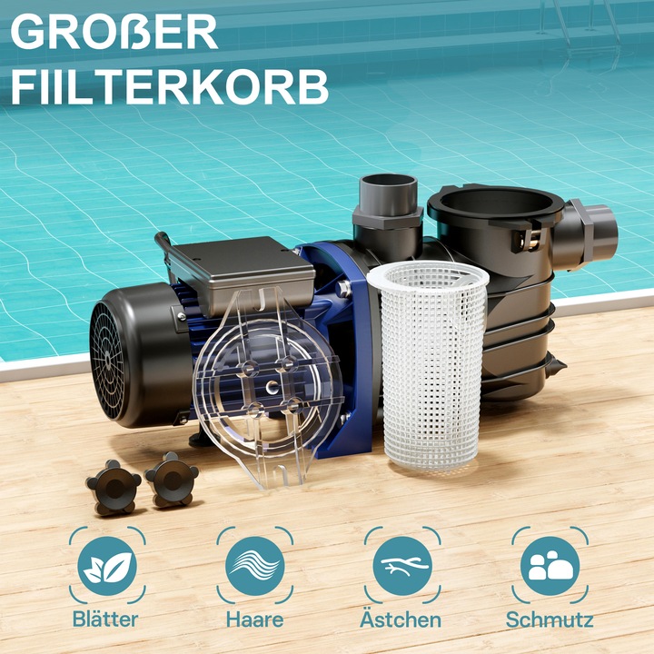 Actual product image Wiltec Circulation Pump 15000l/h 750W Swimming Pool Water Filter