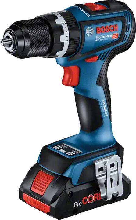 Image du produit Bosch Professional Perceuse-visseuse à percussion sans fil GSB 18V-90 C (2x4.0Ah ProCore, GAL 18V-40, L) (Fonctionnement sur batterie)
