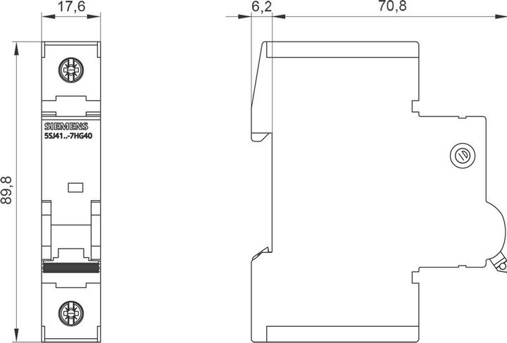 Actual product image Siemens SIEM 5SJ4111-7HG40 Miniature circuit breaker 240V 14kA, 1pol. C, 5A, T=70mm according to UL