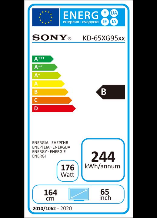 Energie-Label Sony KD-65XG9505 (65", LCD, 4K, 2019)