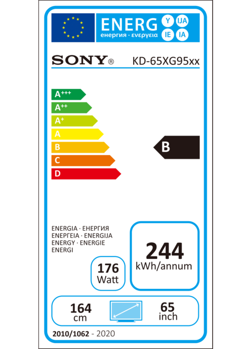 Energie-Label Sony KD-65XG9505 (65", LCD, 4K, 2019)