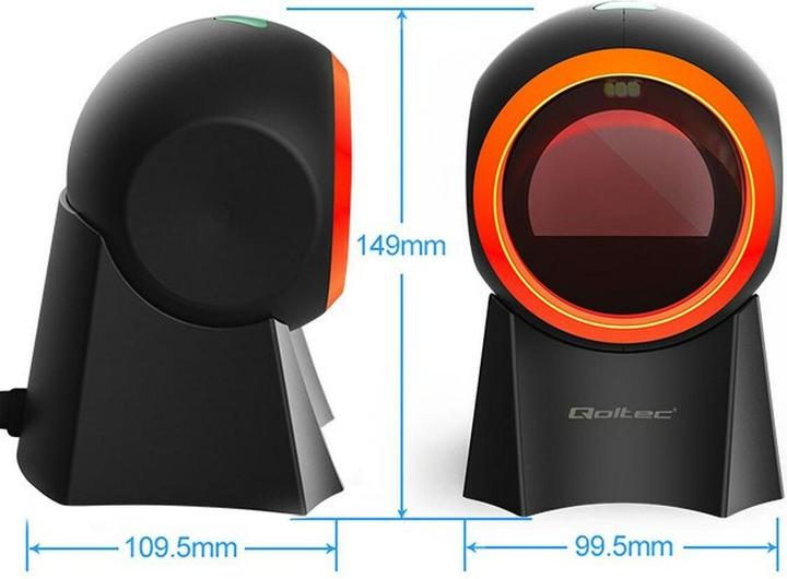 Immagine prodotto Qoltec 50857 Scanner da tavolo cablato per codici a barre 1D | 2D (Codice QR, Codici a barre 1D, Codici a barre 2D)