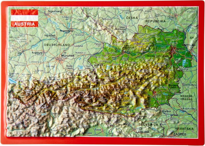 Produktbild 3D Reliefpostkarte Österreich