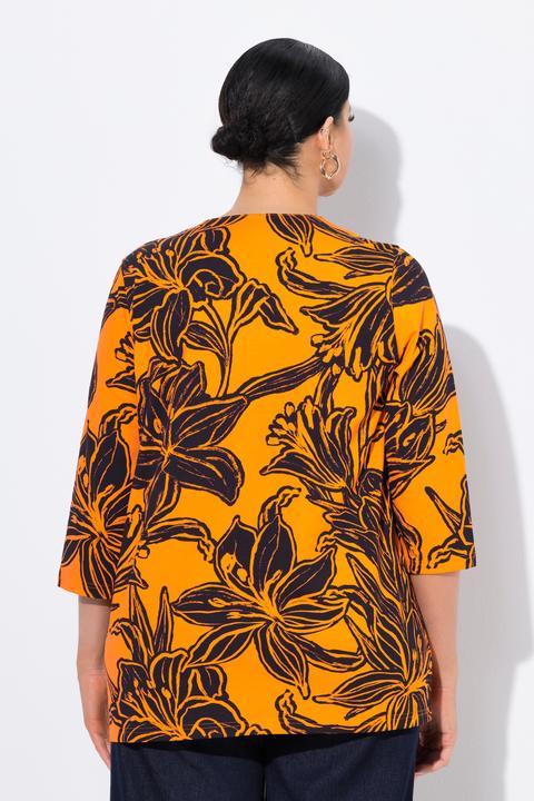 Produktbild Ulla Popken Shirt, Blätter, A-Linie, Tunika-Ausschnitt, 3/4-Arm (58)