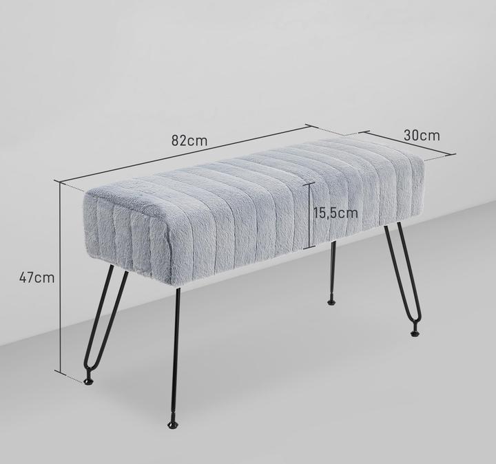 Image du produit Homcom Sitzbank Polyester, Eukalyptusholz Grau (82 cm)