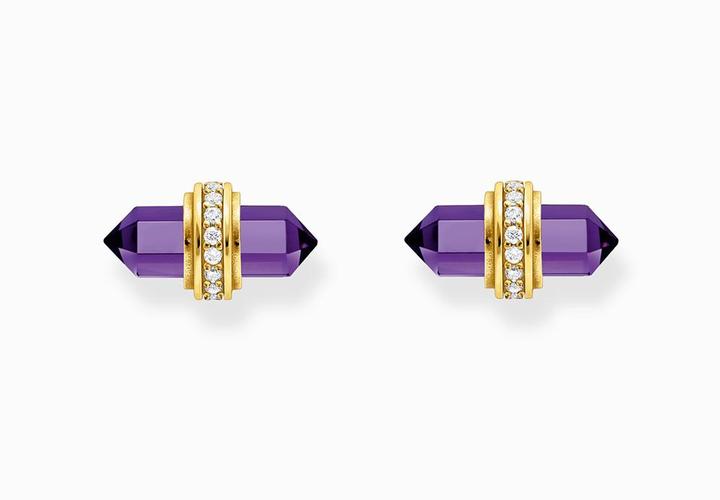 Immagine prodotto Thomas Sabo Orecchini a perno placcati in oro con cristallo di onice viola (Doratura in oro giallo 750, Argento 925)