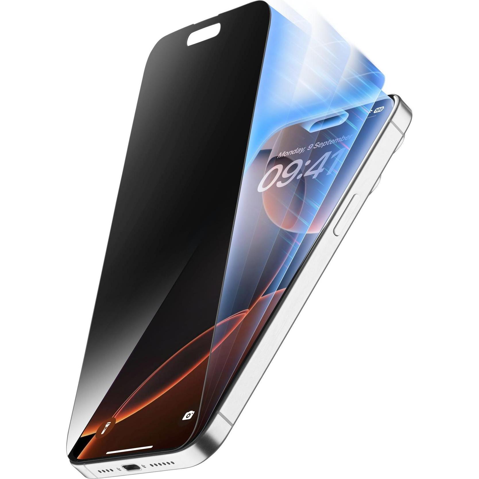Cellularline Top Secret Glass Eclipse (1 Stück, Apple iPhone 16 Pro Max), Smartphone Schutzfolie, Transparent