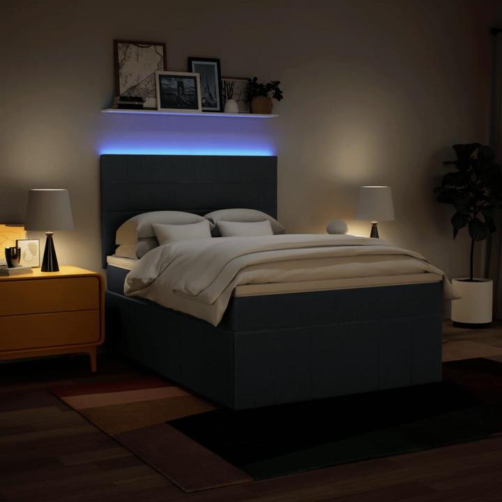 Produktbild vidaXL Boxspringbett Doppelbett Polsterbett Bett Matratze Blau 160x200cm Stoff (160 x 200 cm)