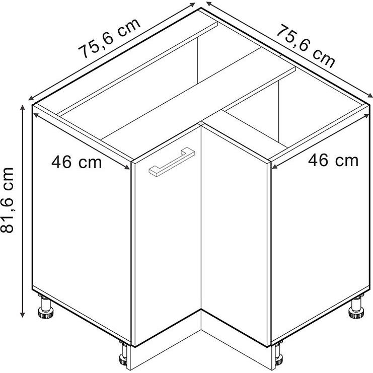 Thumbnail - Vicco, Regal, Eckunterschrank R-Line, Anthrazit Hochglanz/Anthrazit, 75.6 cm ohne Arbeitsplatte