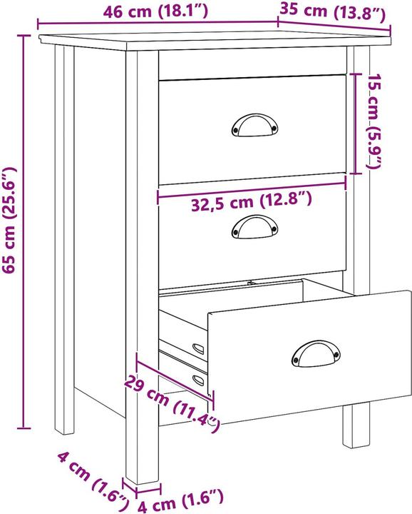 Actual product image vidaXL Nachttisch (46 x 35 x 65 cm)