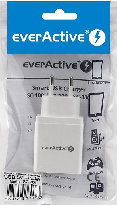 Produktbild Everactive SC-300 Ladegerät (USB, weiss) (17 W, 3 Ports)