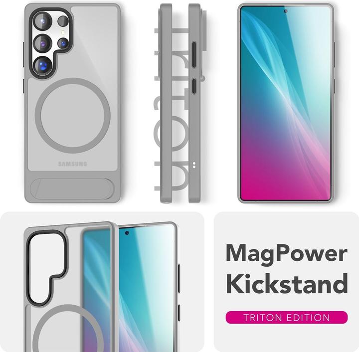 Immagine prodotto Nalia Triton - Durchsichtige Standfuss Hülle mit MagSafe Ring - Kickstand Hardcover (Samsung Galaxy S25 Ultra)