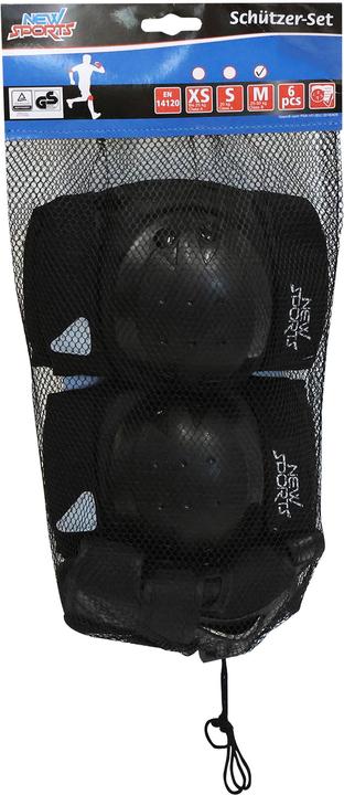 Immagine prodotto New Sports Set di protezioni nero, taglia M da 25-50 kg (M, Protezioni per i polsi, Ginocchiera, Protettori gomito, 6 pezzi)