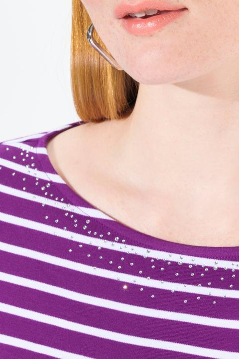 Produktbild Ulla Popken Ringelshirt, Pima Cotton, U-Boot-Ausschnitt, 3/4-Arm (42, 44)