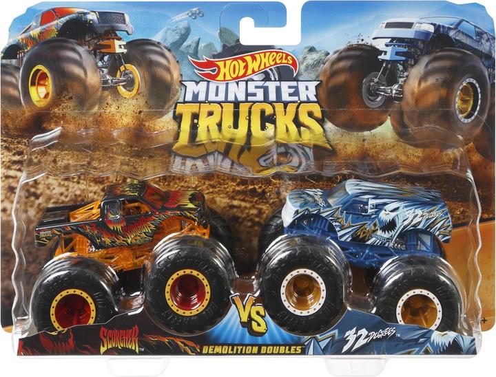 Produktbild Hot Wheels Monster Trucks 1:64 Die-Cast 2er-Pack Scorcher vs 32 Degrees