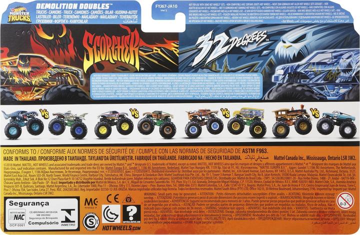 Produktbild Hot Wheels Monster Trucks 1:64 Die-Cast 2er-Pack Scorcher vs 32 Degrees