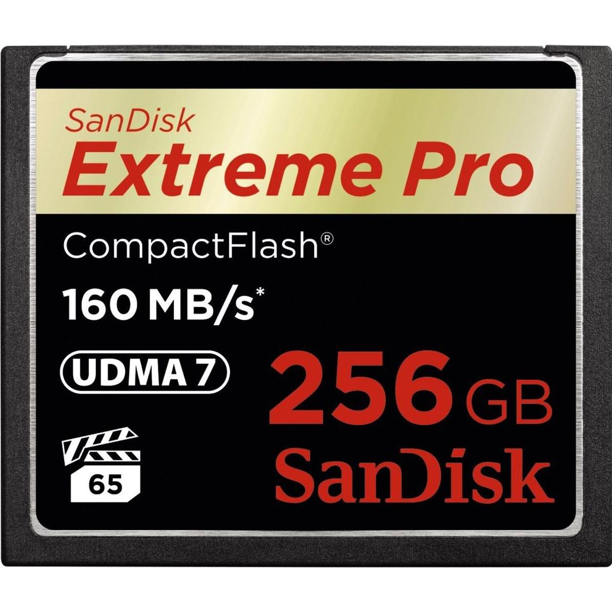 SANDISK Extreme Pro Compact Flash (256 GB, CF), Scheda di memoria, Nero