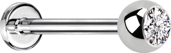 Produktbild Star Piercing Micro Labret silber mit Kugel und Kristall silber (Chirurgenstahl 316L, ohne Messing)