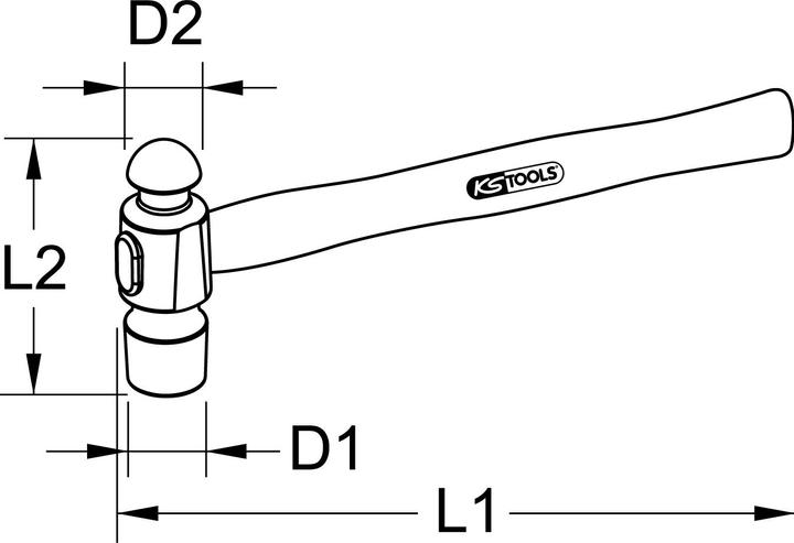 Actual product image KS Tools Locksmith hammer, English shape (1100 g)