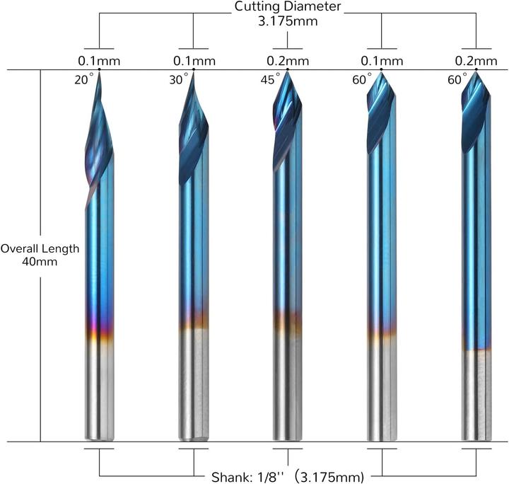 Image du produit Genmitsu 5 Stück V-Nut-CNC-Fräser VG05B