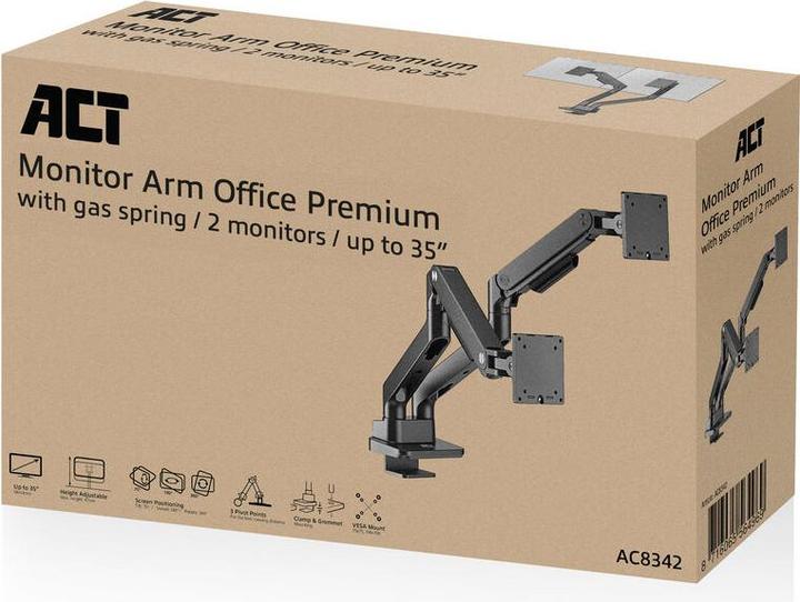Actual product image ACT Dual monitor arm office premium, with gas spring (Table, 35", 20 kg)