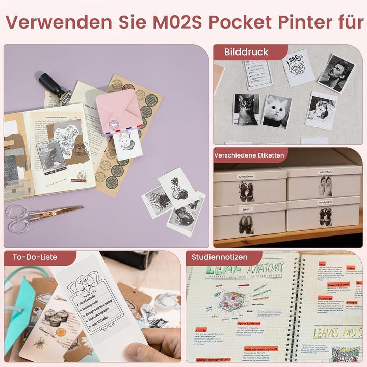 Produktbild Omezizy Mini Bluetooth-Thermodrucker für Smartphone (Thermodirekt, Schwarz-Weiss)