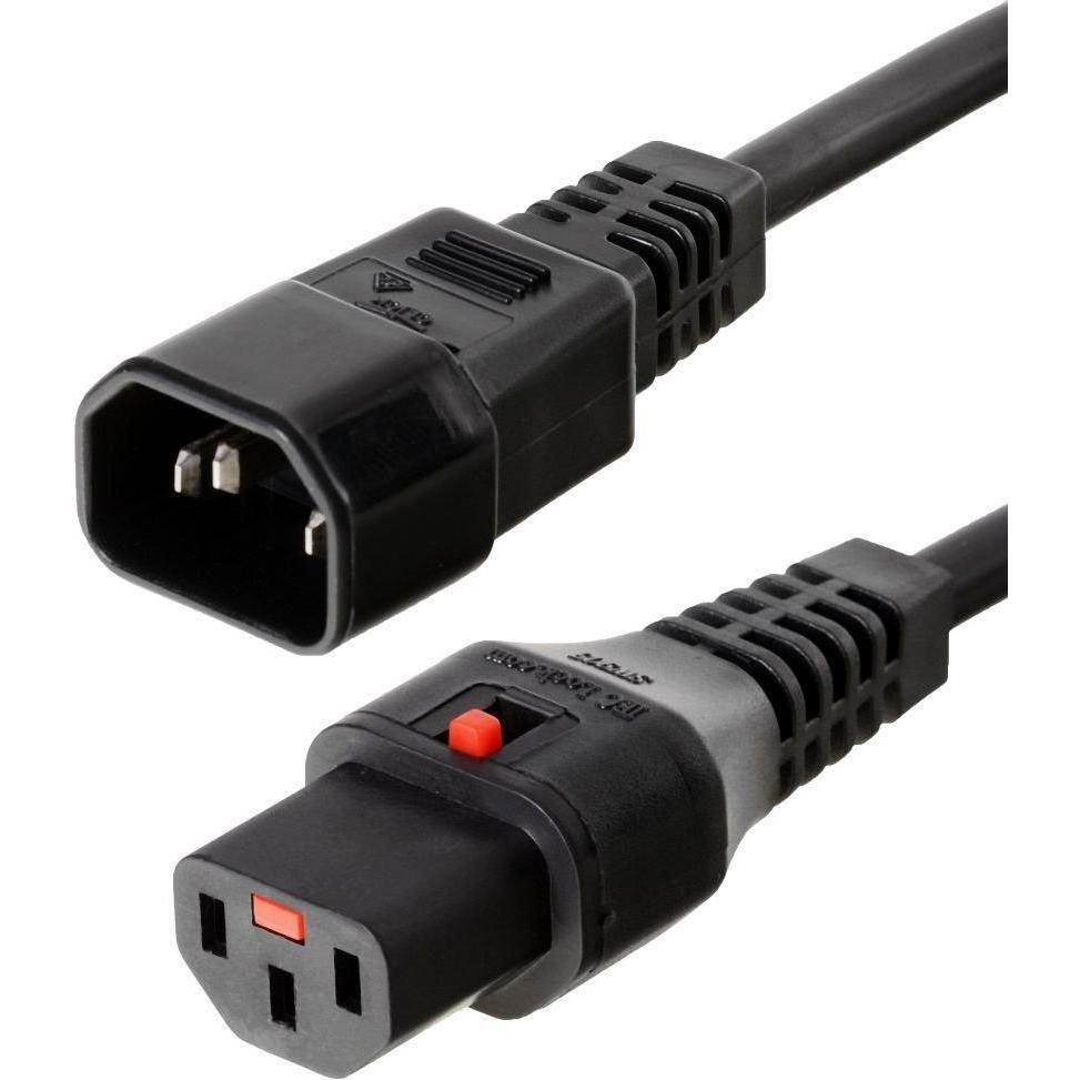 Iec Lock 230V connection cable C13 lockable - C14 black 1.00 m (1 m), Stromkabel