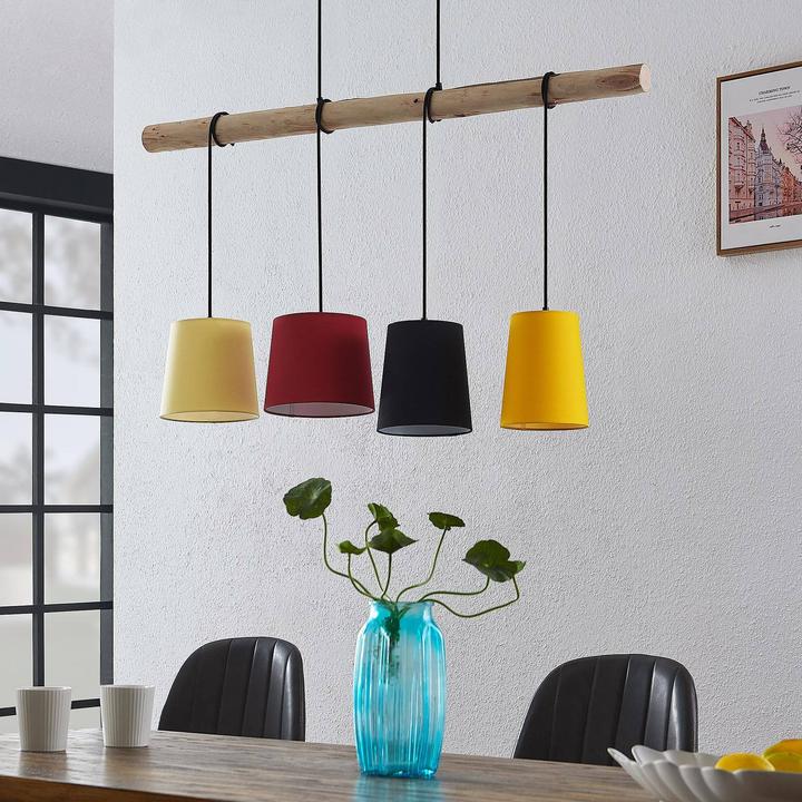 Produktbild Lindby Hinai 4 Pendelleuchte Black/Red/Yellow (E27)