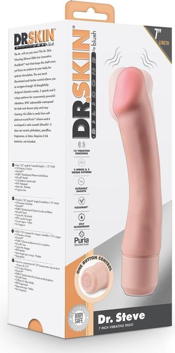Produktbild Blush Dr. Skin - 7 Inch Silicone Vibrating Dildo - Flexible Shaft Flexishaft - 10 Powerful Vibration Funct